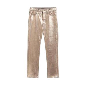 MOTHER The Hustler Jeans 31 Driftwood Gold High Rise Straight Leg NWT Clean Hem